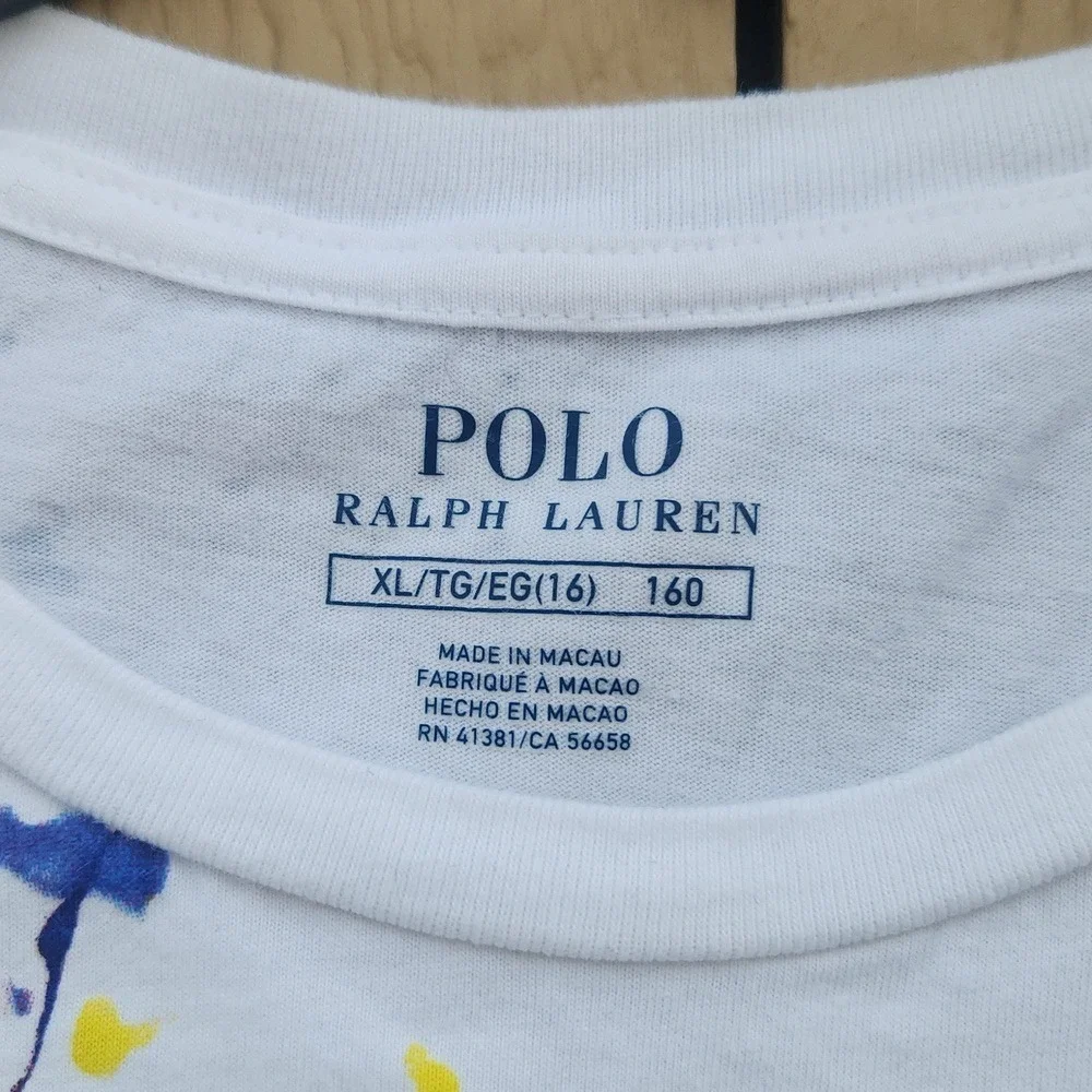 Polo Ralph Lauren Kidcore Splatter Sporty Preppy School Color Shirt Dress XLarge